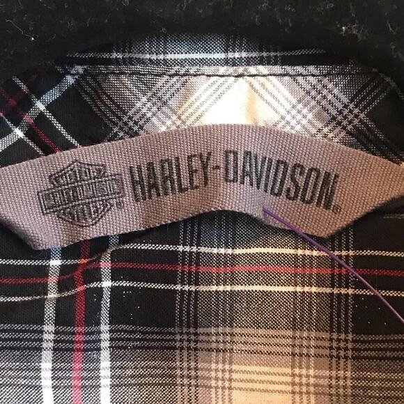 Harley Davidson M cotton plaid vest motorcycle - Picture 4 of 7